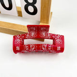 Red Bandana Rectangle Claw Hair Clip