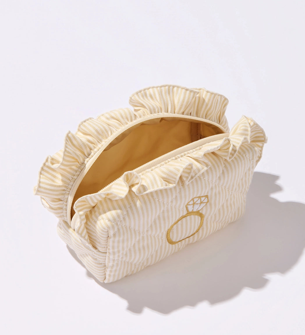 Bridal Ruffle Diamond Ring Small Zip Pouch