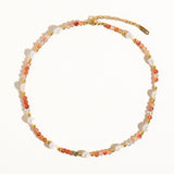 Bohemian Pearl and Rose Stone Beaded Necklace