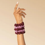 KITSCH Cherry Lacquer & Dusty Pink Ruched Lace Scrunchies, 5pc. Set