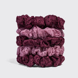 KITSCH Cherry Lacquer & Dusty Pink Ruched Lace Scrunchies, 5pc. Set