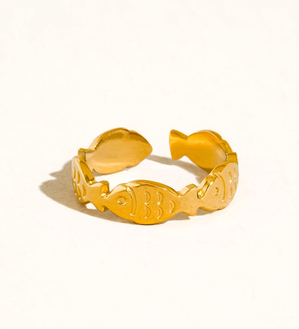 Sardine Fish Band Adjustable Ring