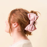 Pink Satin Bow Claw Hair Clip