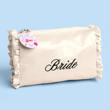 ‘Bride’ Embroidered Satin Cosmetic Bag