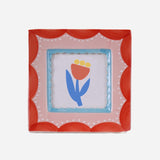 Hand-Painted Red & Pink Scalloped Ceramic Picture Frame