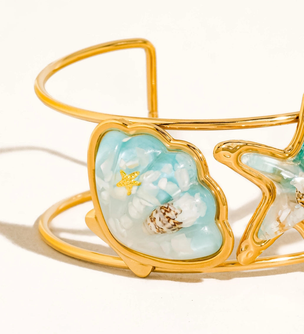 Shell & Starfish Cuff Bracelet