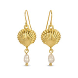 Seashell & Pearl Drop Earrings