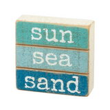 Sun Sea Sand Slat Mini Wood Block Sign