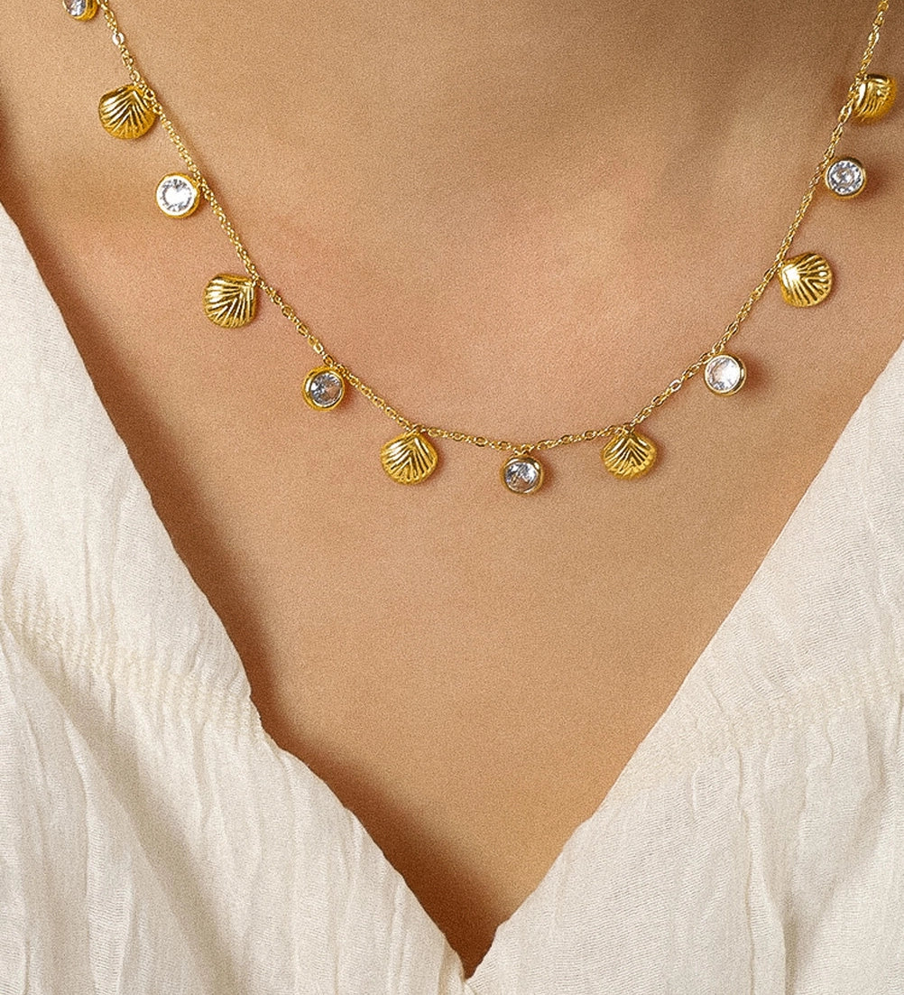 Shells & CZ Charm Necklace