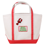 Red Small Canvas Tote Bag with Spicy Marg & Lobster Patches