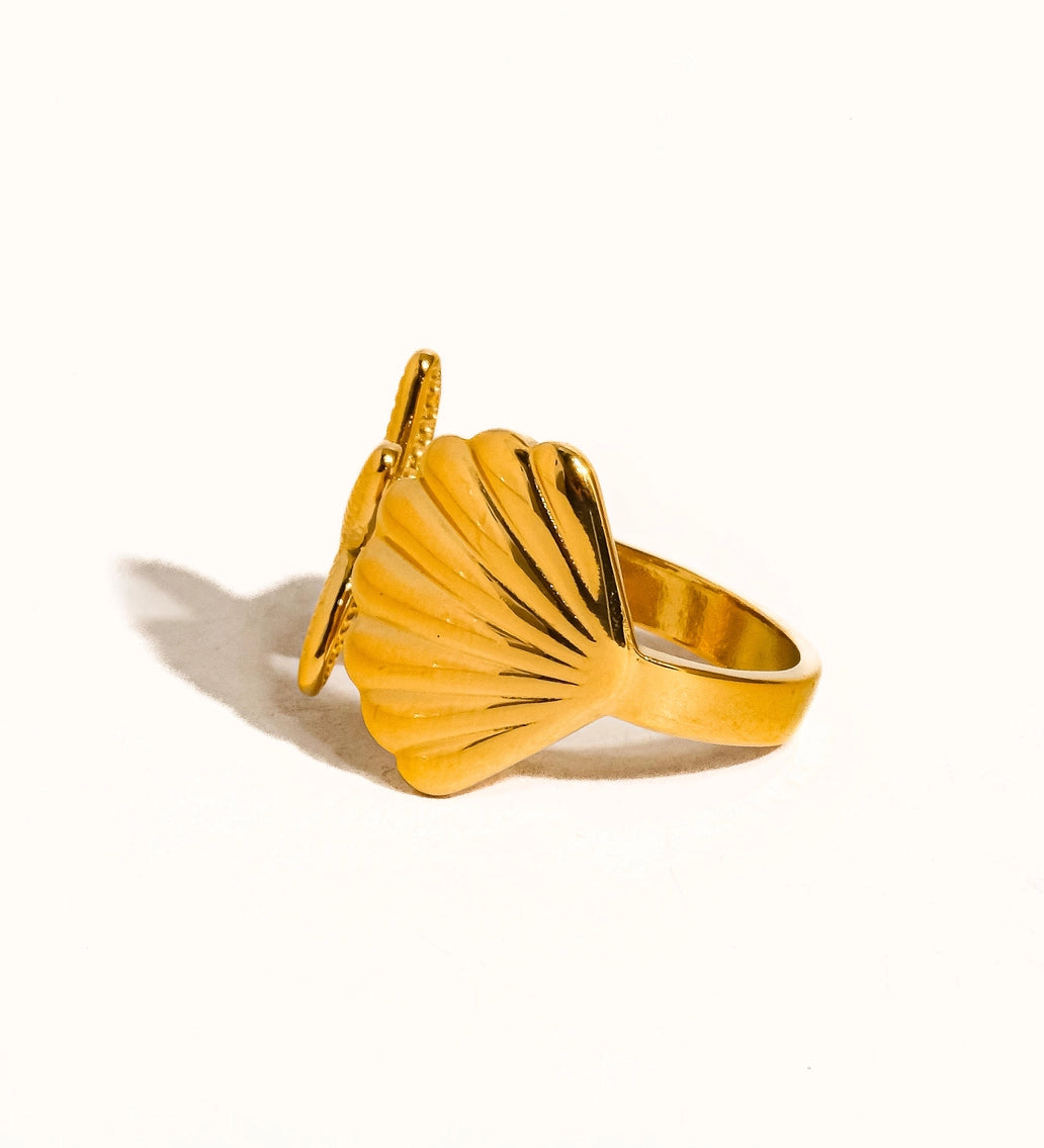Shell & Starfish Adjustable Ring