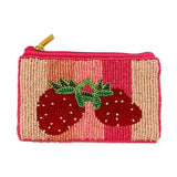 Strawberry Themed Beaded Coin Purse