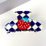 Strawberry Checkered Claw Hair Clip