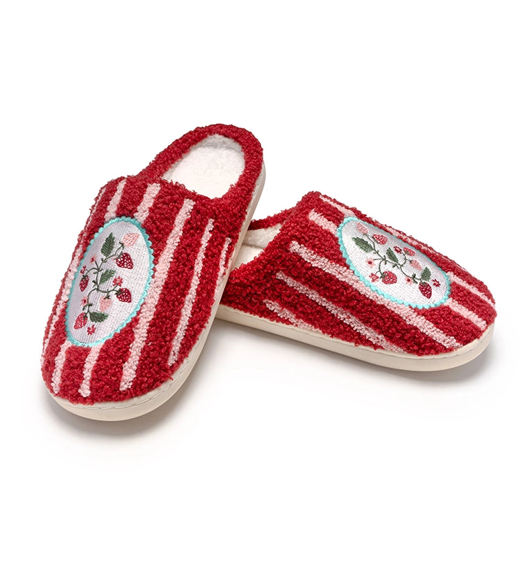 Red & Pink Strawberry Season Indoor / Outdoor Women's Cozy Slippers