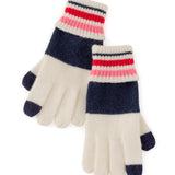 Ivory Striped Touchscreen Gloves