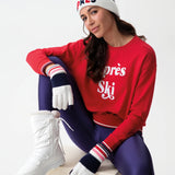 Ivory Striped Touchscreen Gloves