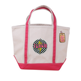 Pink Mini Tote Bag with Teach & Iced Coffee Patches