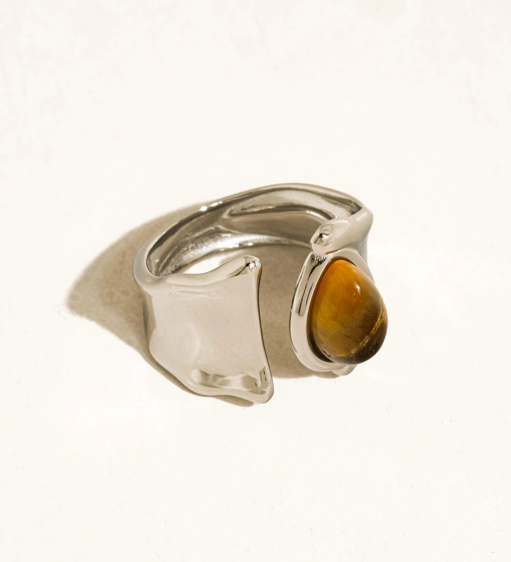 Tiger Eye Stone Adjustable Ring