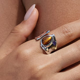 Tiger Eye Stone Adjustable Ring
