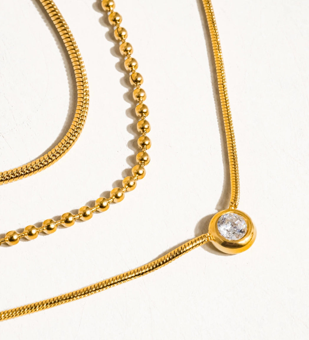 Triple Layered CZ Chain Necklace