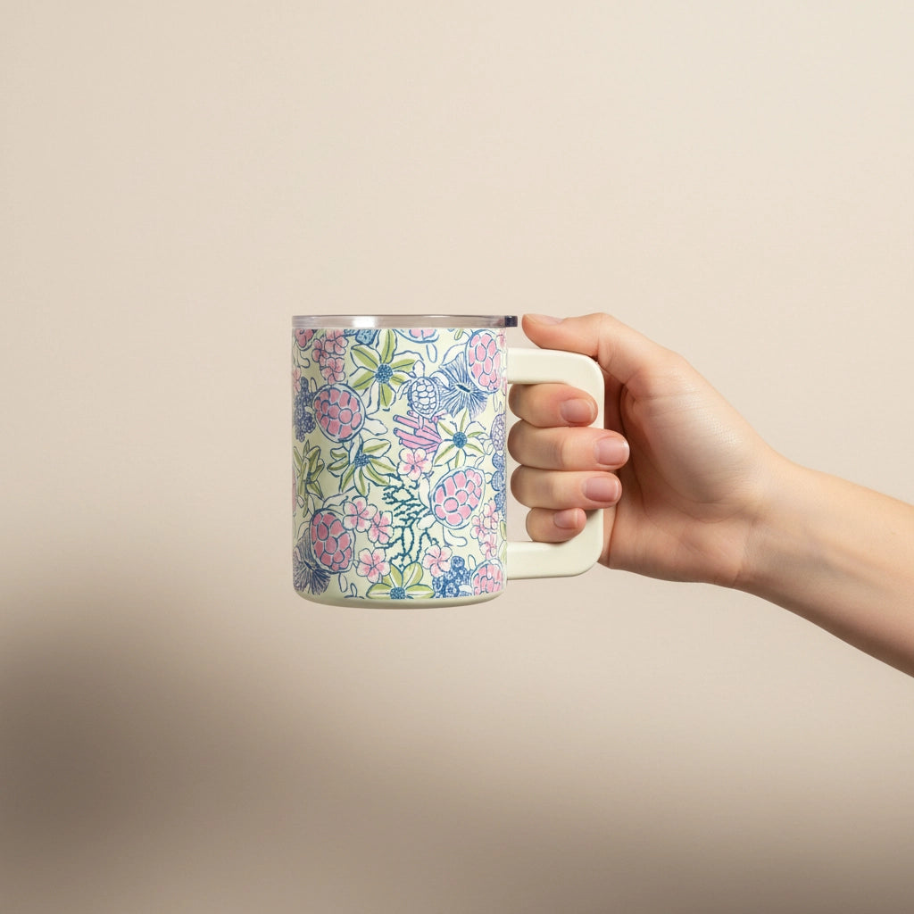 Coastal Print Insulated Mug, 14oz.