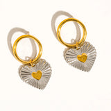 Two Tone Heart Drop Earrings