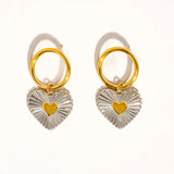 Two Tone Heart Drop Earrings