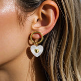 Two Tone Heart Drop Earrings