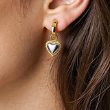 Two Tone Classic Heart Dangle Earrings