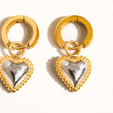 Two Tone Classic Heart Dangle Earrings