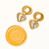 Two Tone Classic Heart Dangle Earrings