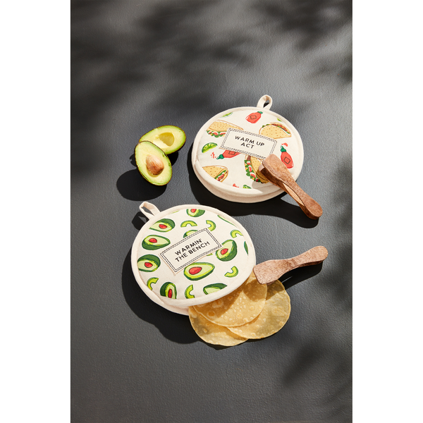 Warmin' the Bench Avocado Tortilla Warmer & Tong Set