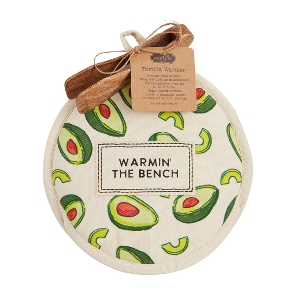 Warmin' the Bench Avocado Tortilla Warmer & Tong Set