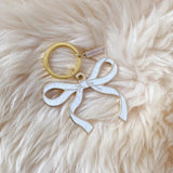 Pearlized White Bow Enamel Keychain