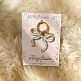 Pearlized White Bow Enamel Keychain