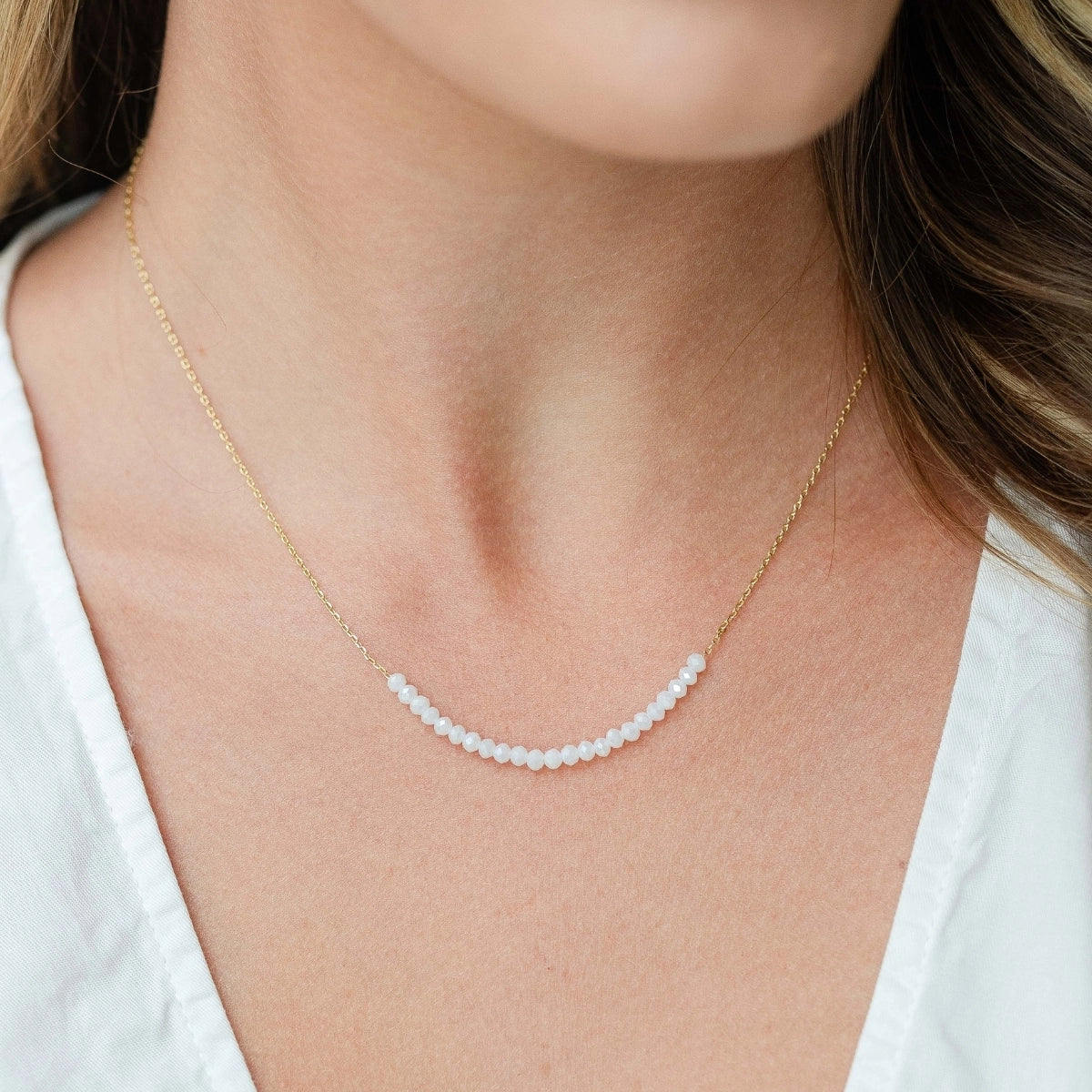 Splendid Iris White Delicate Crystal Accented Necklace