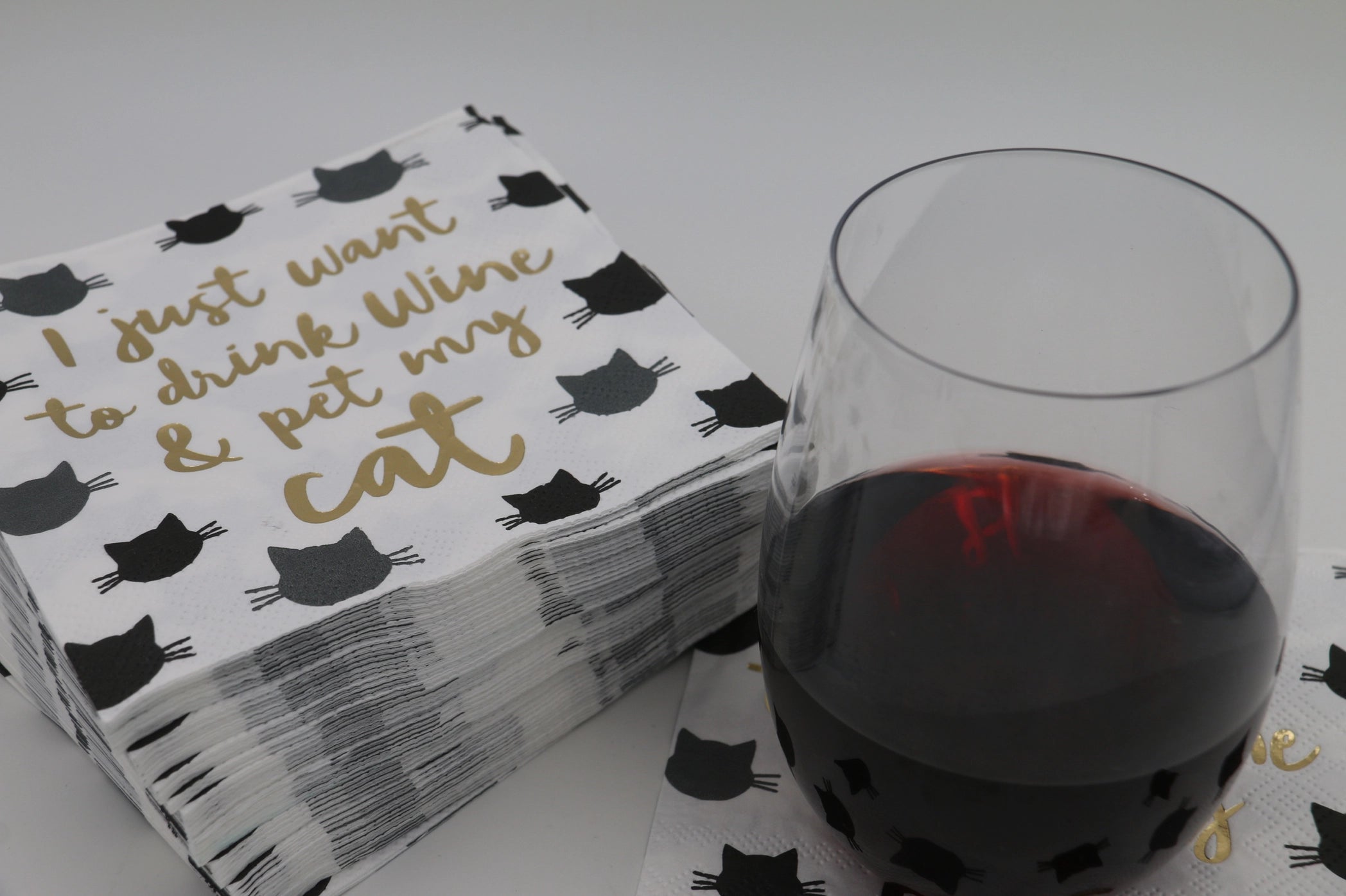 I Just Want to Drink Wine & Pet My Cat Cocktail Napkins, 20ct.