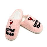 Wine Time Fuzzy Slippers
